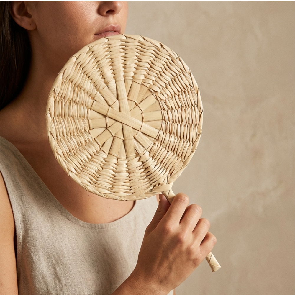 Abanico de palma redondo