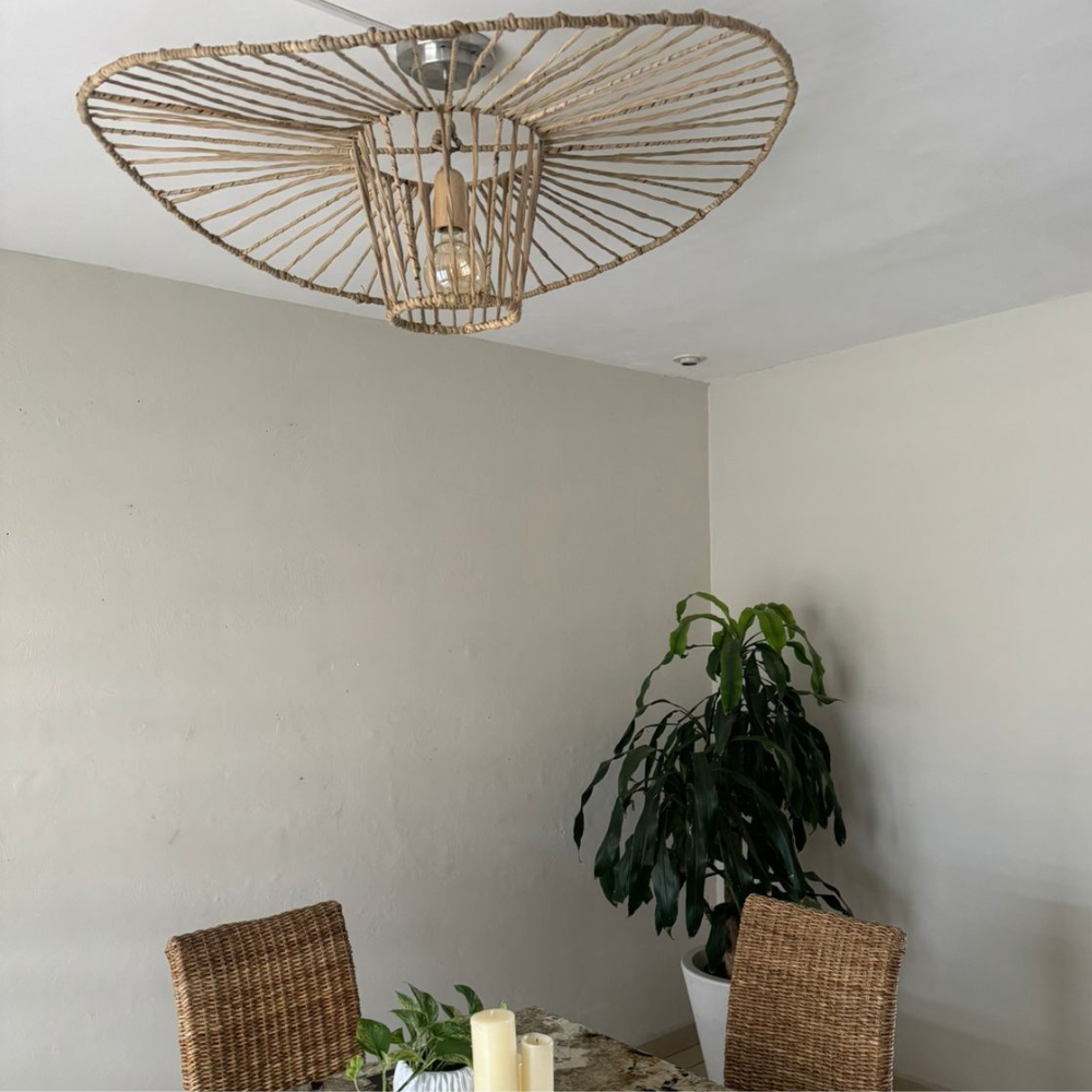 Pendant lamp made of cattail. OLAS