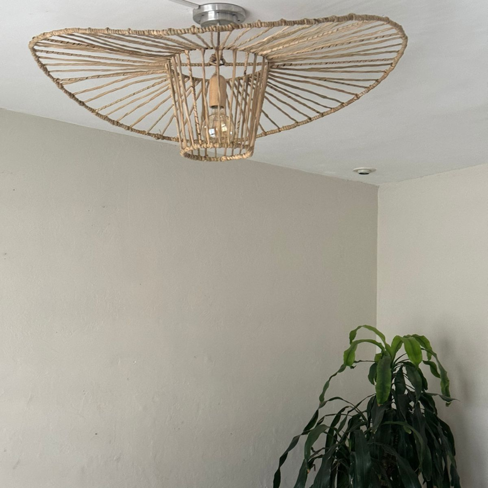 Pendant lamp made of cattail. OLAS