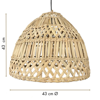 Pantalla campana tejida de tule con medidas de 43 cm diámetro y altura