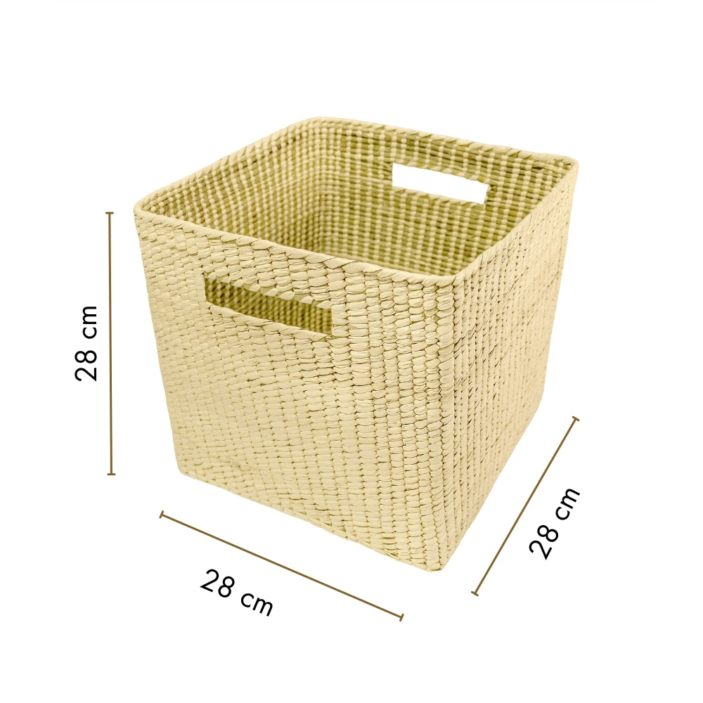 Canasta caja de almacenamiento tejida de palma