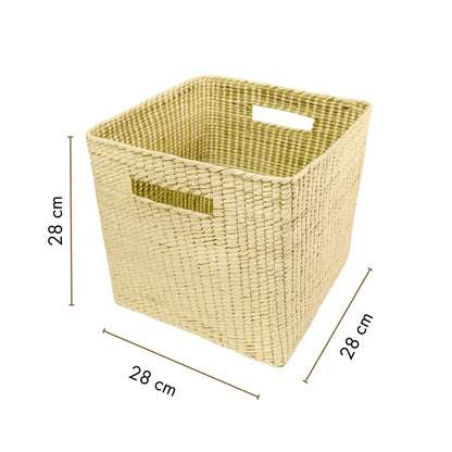 Canasta caja de almacenamiento tejida de palma