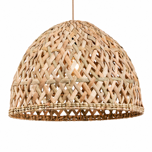 Woven rush ceiling lamp