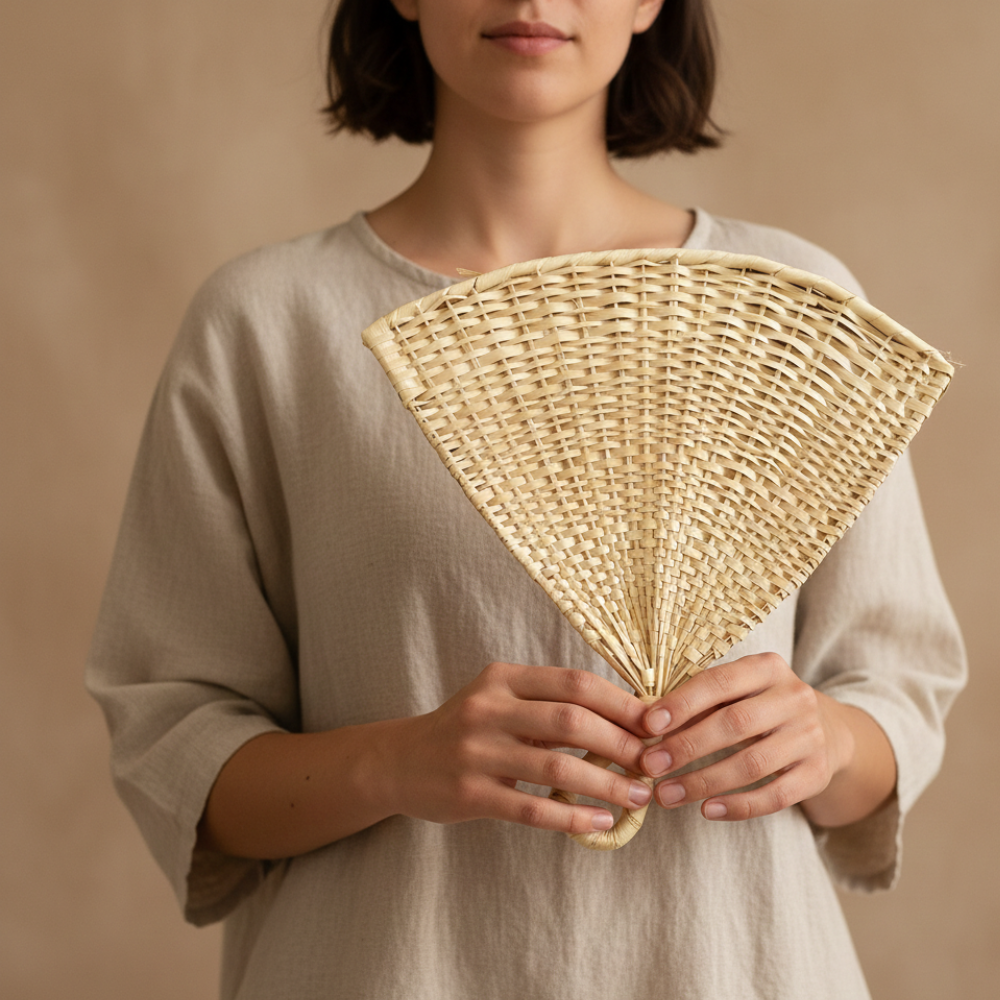 Abanico artesanal de palma