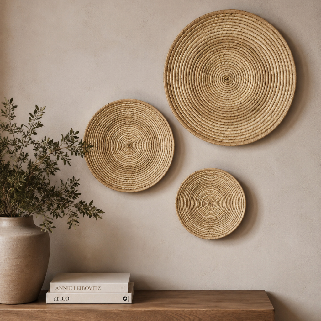 Woven palm wall plate