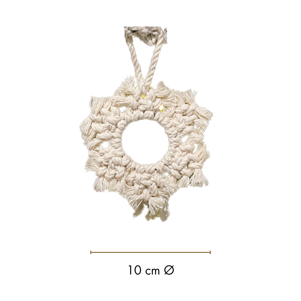 SET 6 ADORNOS NAVIDEÑOS EN MACRAMÉ PARA PINO O REGALO