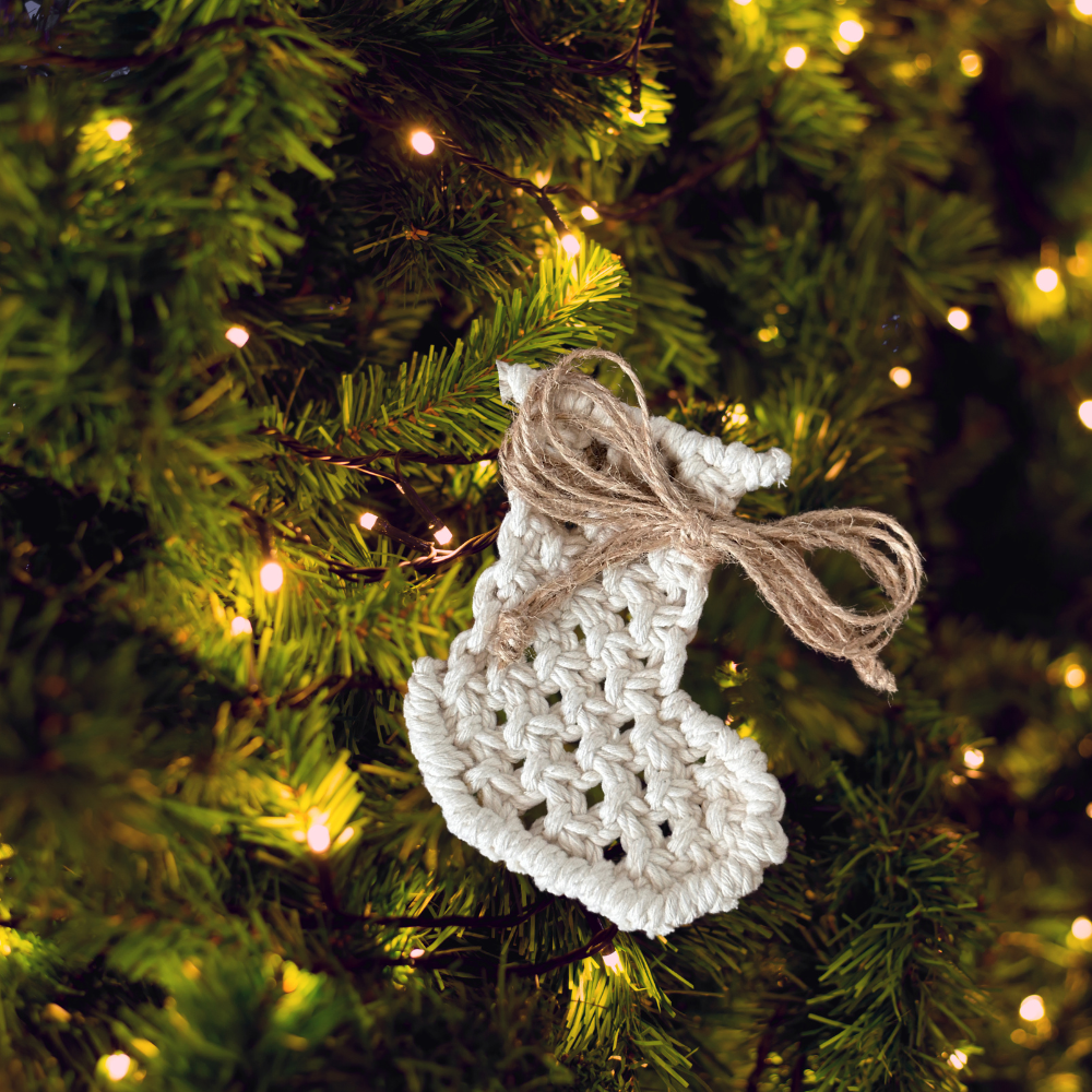 SET 6 ADORNOS NAVIDEÑOS EN MACRAMÉ PARA PINO O REGALO