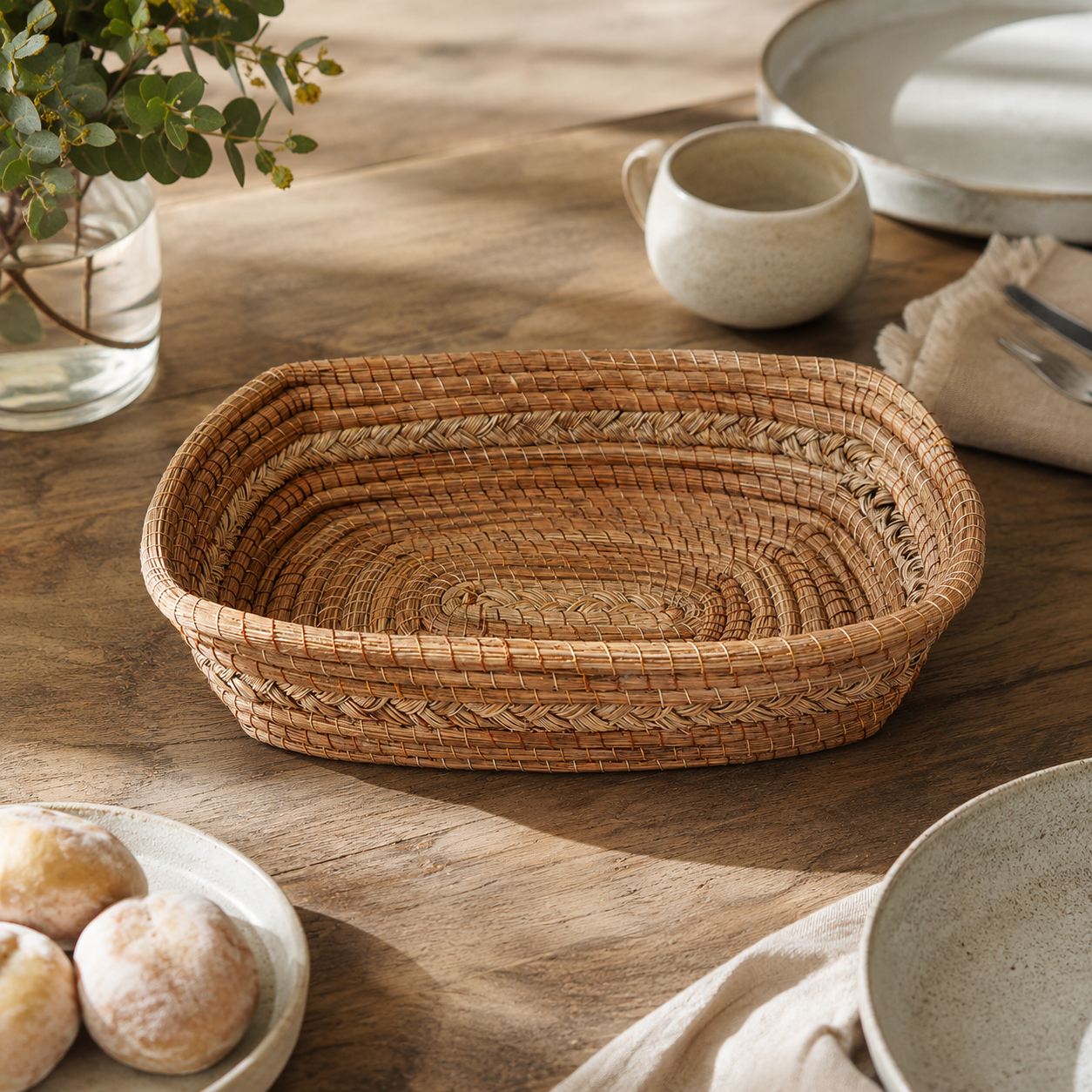 Rectangular reed basket