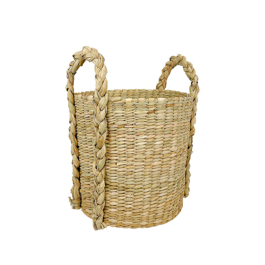 Woven handle tulle basket
