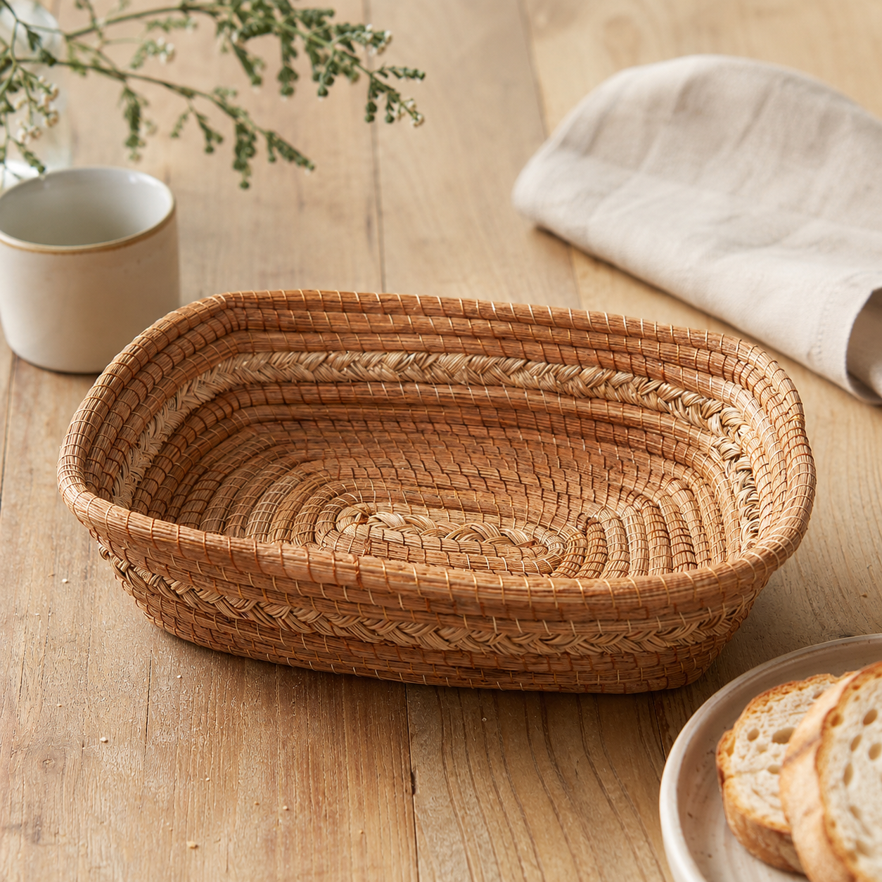 Rectangular reed basket