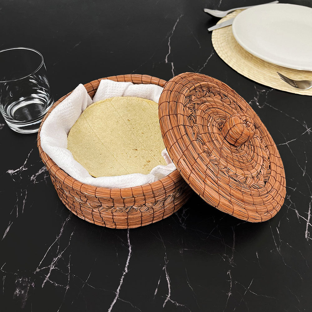 Pine needle tortilla holder