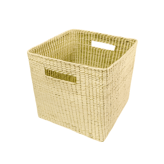 Canasta caja de almacenamiento tejida de palma