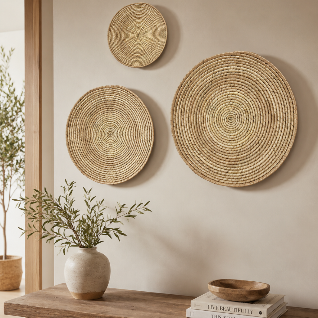 Woven palm wall plate