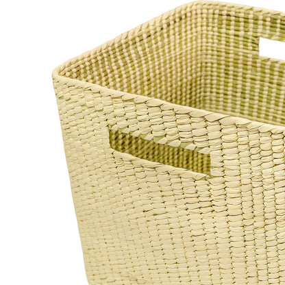Canasta caja de almacenamiento tejida de palma