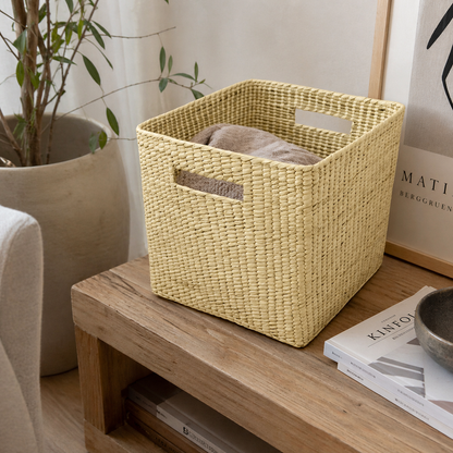 Woven palm storage basket